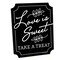Big Dot of Happiness Love is Sweet Sign - Wedding Cake & Dessert Table Decor - Printed on Sturdy Plastic - 10.5 x 13.75" Black Sign with Stand - 1 Pc